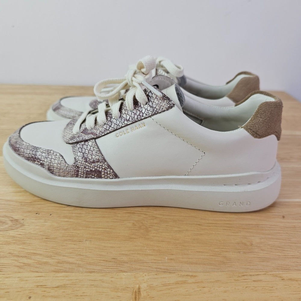 Cole Haan Women's Size 6 B‎ White Grand Pro Rally Court Sneaker Snake Print
